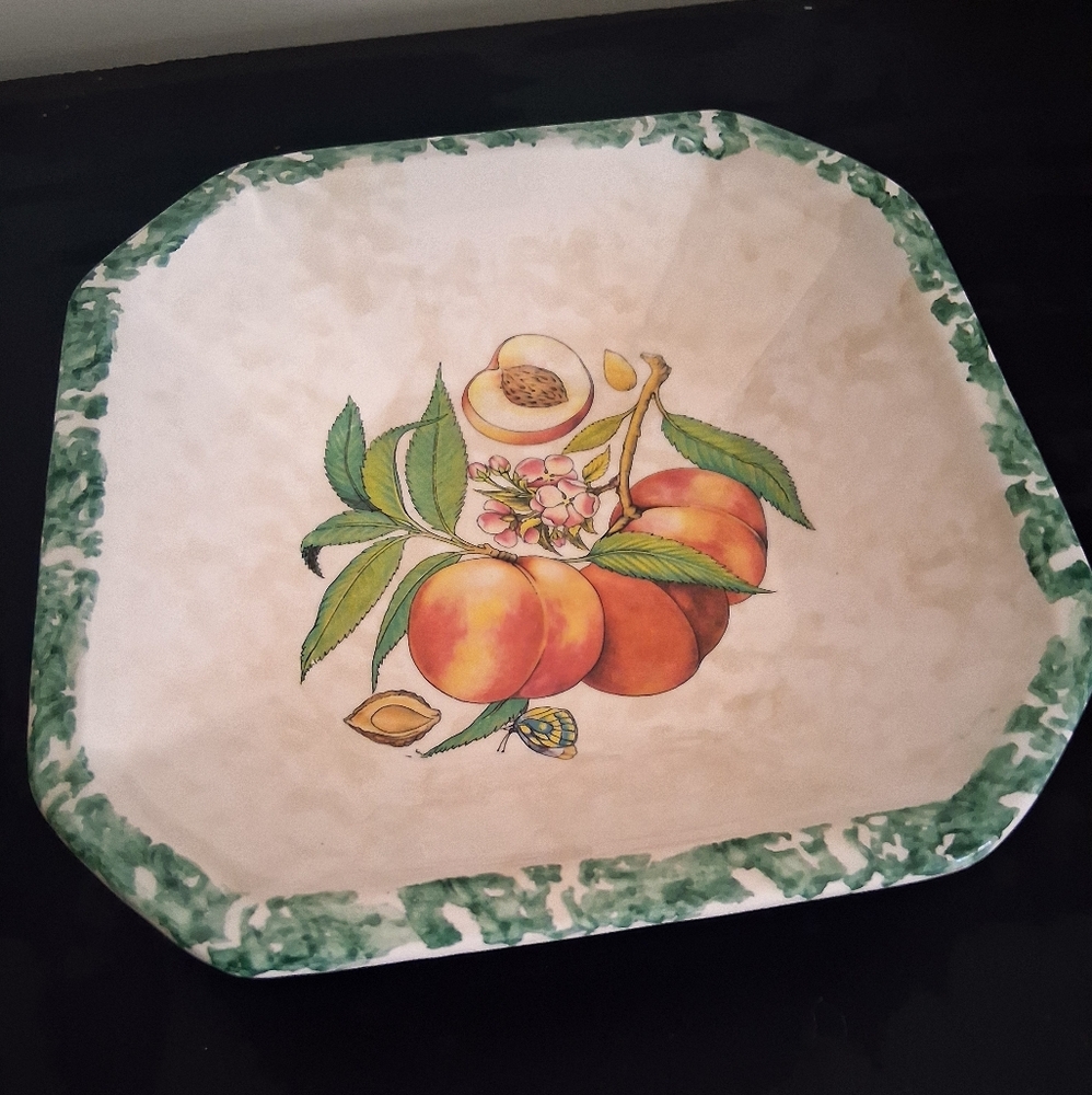 Fruit Design Ceramic Bowl with Green Trim Made In Italy 🇮🇹